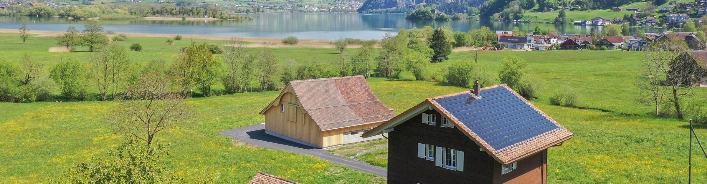 Dachgeschoss, Holzfassade und Garagengebäude Ersatzneubau Wohnhaus inklusive Stallsanierung, Lauerz SZ