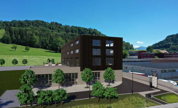 Visualisierung Gewerbegebäude KURO, Felder Development AG, Baar ZG