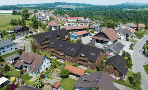 Visualisierung Eigentumswohnungen und Einfamilienhaus «Tannerhof«, Birrhard AG