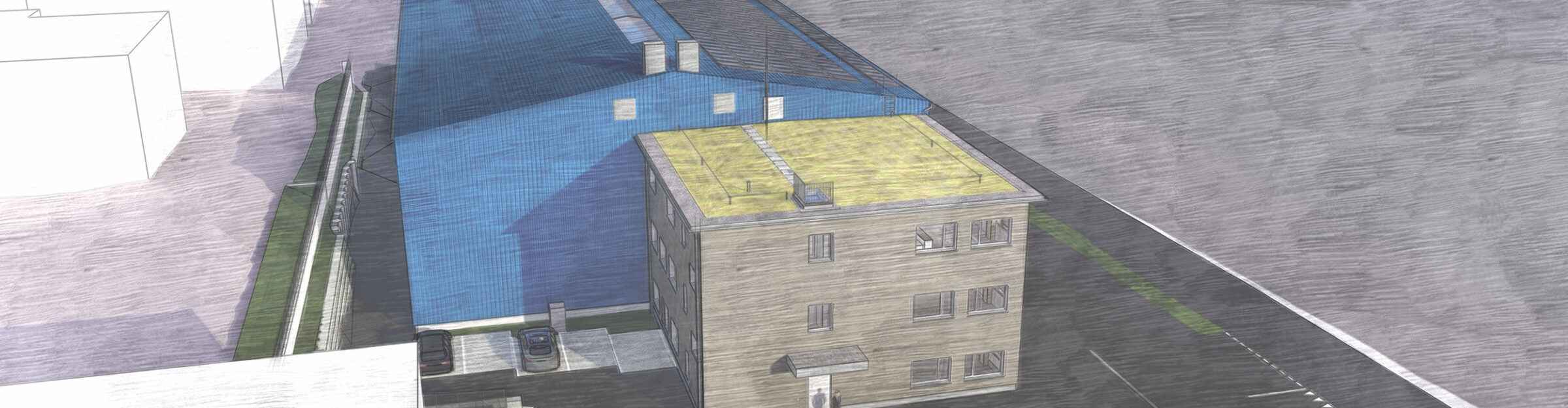 Visualisierung Gewerbegebäude, Mineralquelle Bad Knutwil AG, Triengen LU