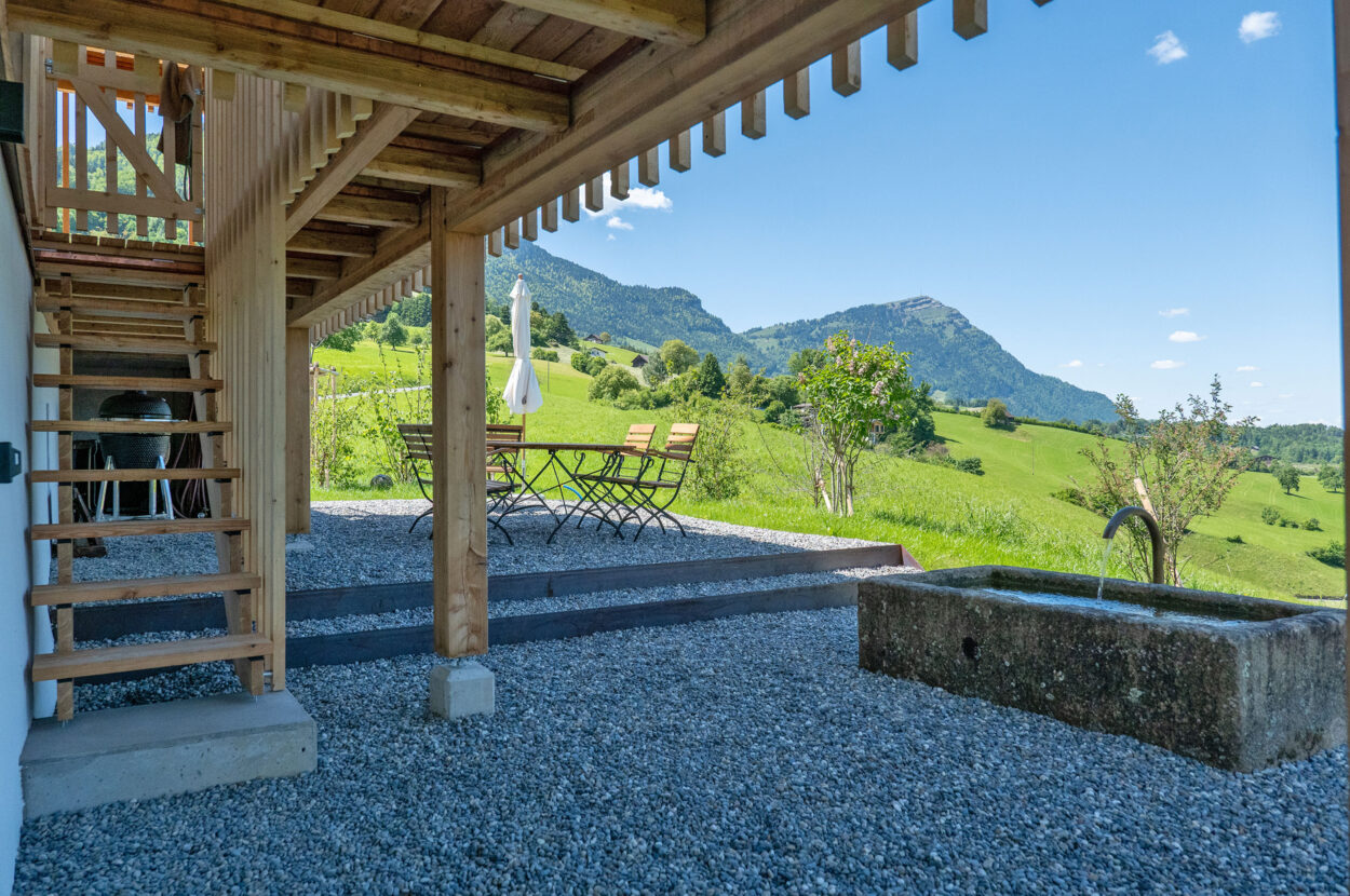 Bauernhaus, Umbau und Renovation, Lauerz SZ, Gartensitzplatz