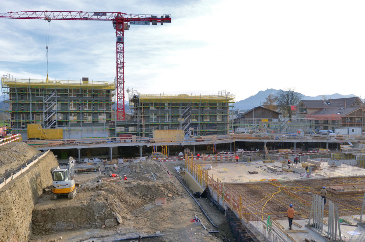 Mehrfamilienhäuser Schützenmattpark Inwil LU, Aufrichte